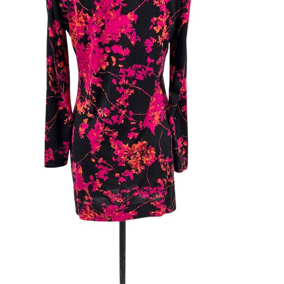 Diane von Furstenberg Reina Sheath Dress Floral Daze Black‎ Pink Silk Size 6 - Picture 9 of 14